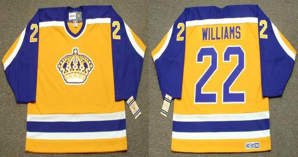 2019 Men Los Angeles Kings #22 Williams Yellow CCM NHL jerseys->los angeles kings->NHL Jersey